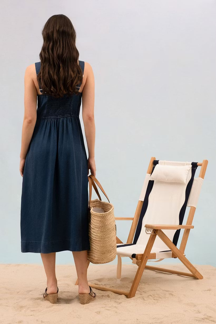 Stylish Denim Dress With Organza Sleeve Panels.