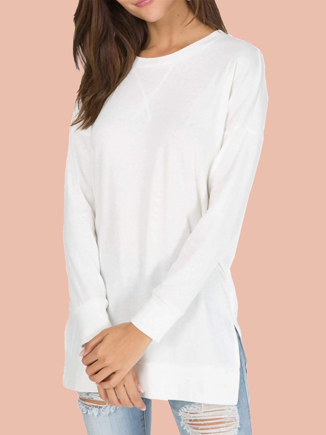 Women's Long Sleeve Side Slit Loose Tops